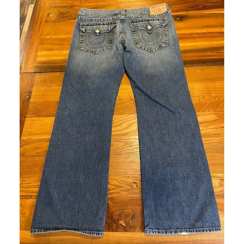 True Religion Jeans Mens 40x32 Ricky Relaxed Straight Leg Denim Medium Wash